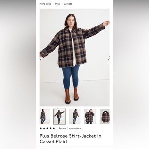 Madewell Plus Belrose Shirt-Jacket in Cassel Plaid
